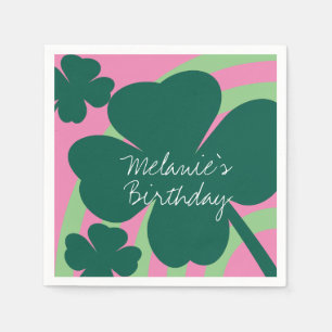 St Patricks Day Shamrock Grün Regenbogen Rosa Part Serviette