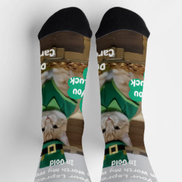 St. Patricks Day Shamrock Katzen Humor Socken
