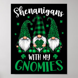 St Patricks Day Shamrock Niedliche Gnome Irische F Poster