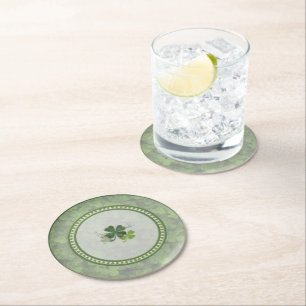 St. Patrick's Day Shamrock Runder Pappuntersetzer