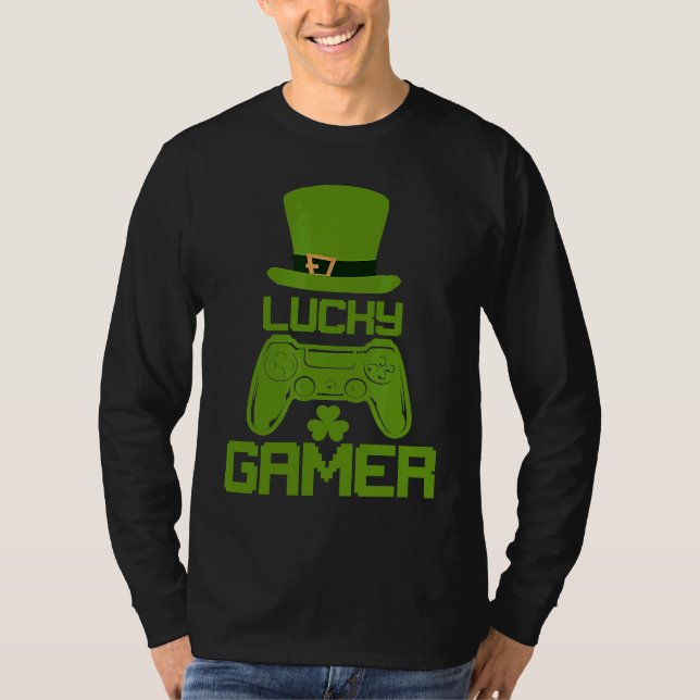 St Patricks Day Shamrock  St Patrick Lucky Gamer T-Shirt (Vorderseite)