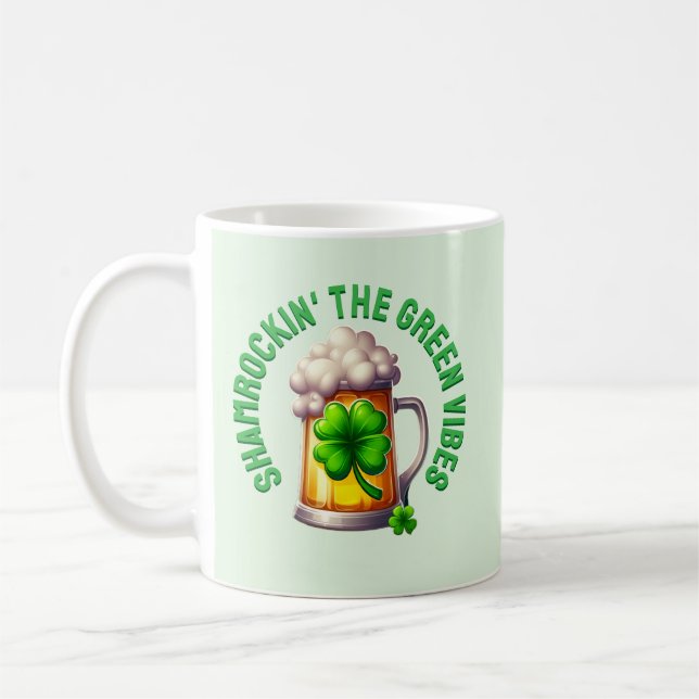 St. Patrick's Day Shamrockin' the Green Vibes Kaffeetasse (Links)