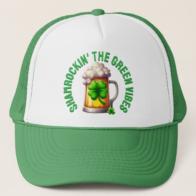 St. Patrick's Day Shamrockin' the Green Vibes Truckerkappe (Vorderseite)