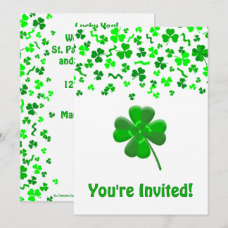 St Patrick's Day Shamrocks Personalized Flat Einladung