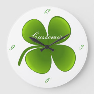 St Patrick's Day Shamrocks Thunder_Cove Große Wanduhr