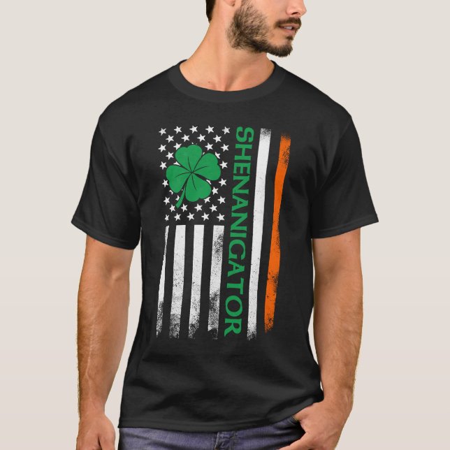St Patrick's Day Shenanigans Irish American Flag T-Shirt (Vorderseite)