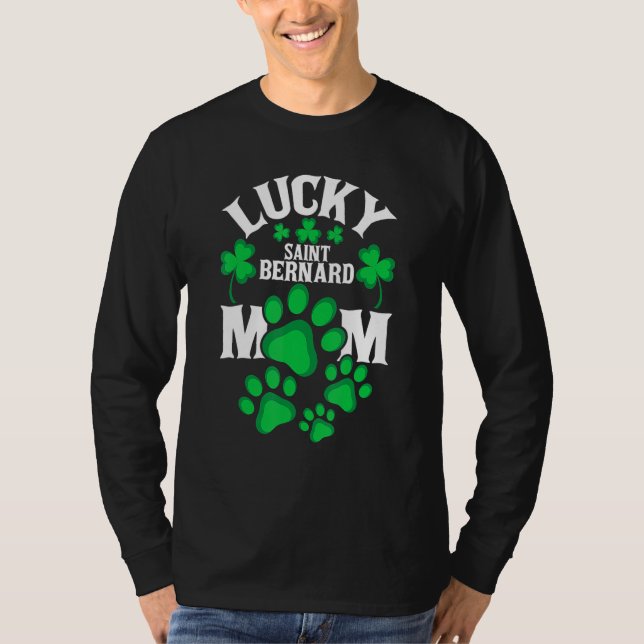 St Patrick's Day Shirt Lucky Saint Bernard Dog Mom (Vorderseite)