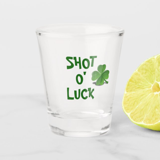 St Patrick's Day Shot O' Luck Clover Schnapsglas (Vorderseite)