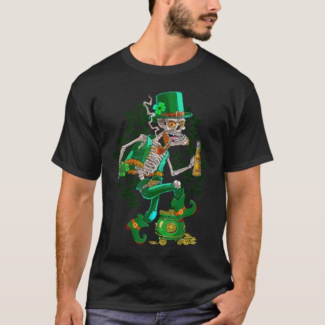 St Patrick's Day Skeleton Drinking Beer C Pot Of G T-Shirt (Vorderseite)