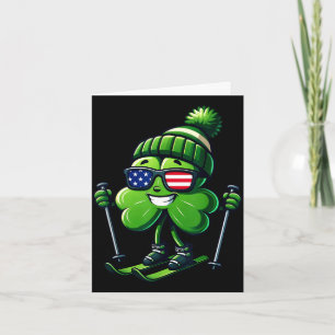 St Patricks Day Skifahren Shamrock Kleeblatt Irisc Karte