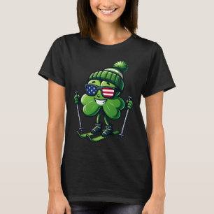 St Patricks Day Skifahren Shamrock Kleeblatt Irisc T-Shirt