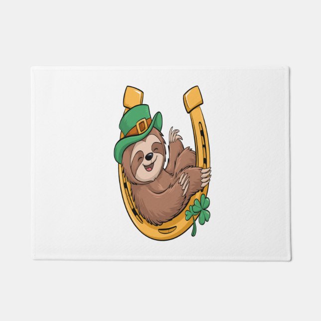 St Patrick's Day Sloth Horseshoe Lucky Fußmatte (Vorderseite)