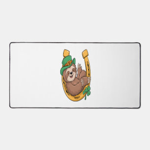 St Patrick's Day Sloth Horseshoe Lucky Schreibtischunterlage