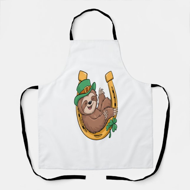 St Patrick's Day Sloth Horseshoe Lucky Schürze (Vorderseite)