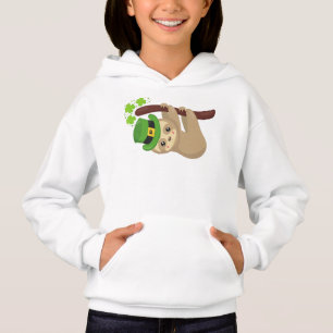 St. Patrick's Day Sloth, Leprechaun Hat, Clovers Hoodie