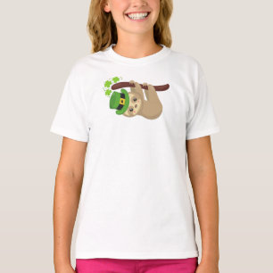 St. Patrick's Day Sloth, Leprechaun Hat, Clovers T-Shirt