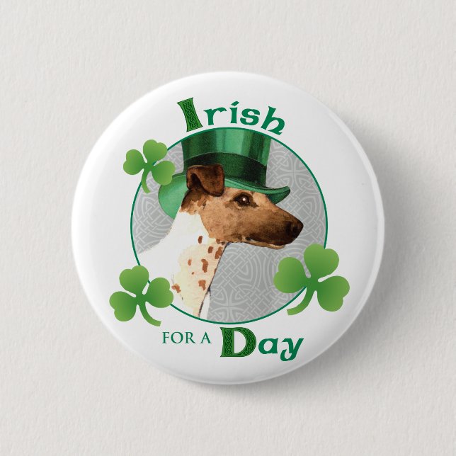 St. Patrick's Day Smooth Fox Terrier Button (Vorderseite)