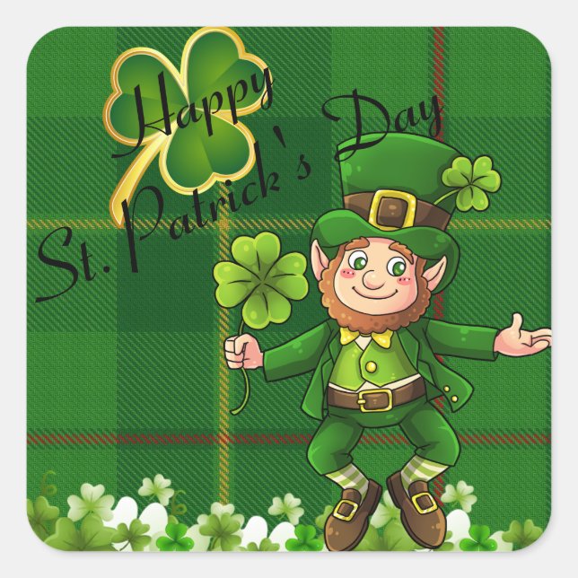 St. Patrick's Day Stickers Leprechaun Kleeblatts (Vorderseite)