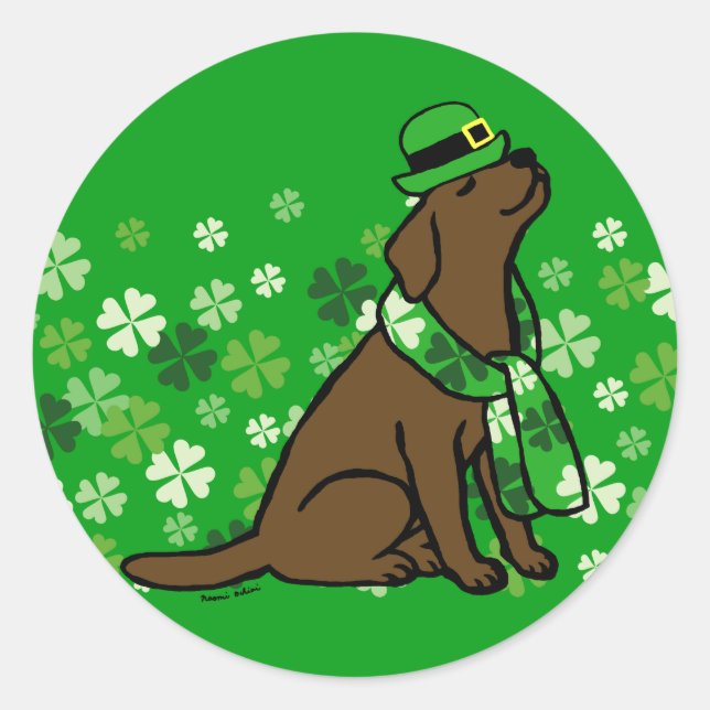 St. Patrick's Day Stilvolle Schokolade Labrador Runder Aufkleber (Vorderseite)