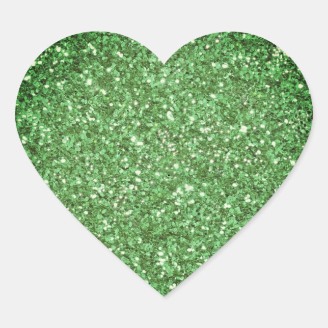 St. Patrick's Day strahlt grünes Glitzer Herz-Aufkleber (Vorderseite)