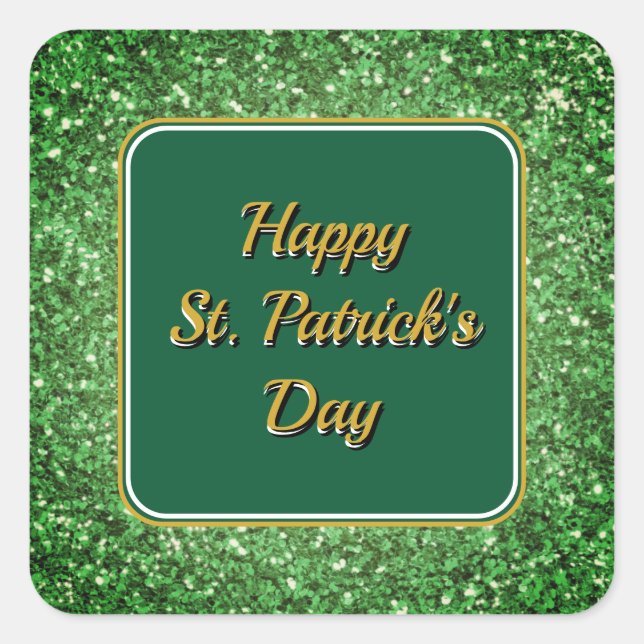 St. Patrick's Day strahlt grünes Glitzer Quadratischer Aufkleber (Vorderseite)