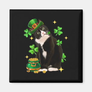 St Patricks Day Süße Tuxedo-Katze Shamrock Irische Magnet