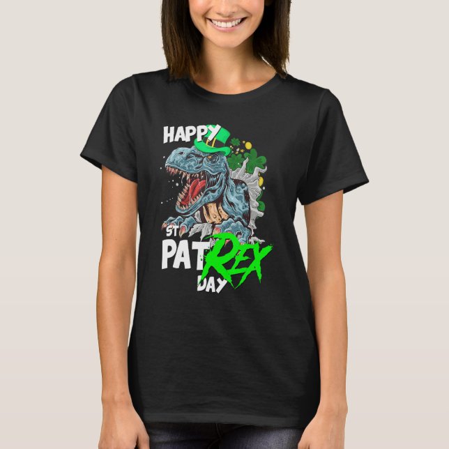 St Patricks Day T-Rex Happy Pat Rex Day Dinosaur T-Shirt (Vorderseite)