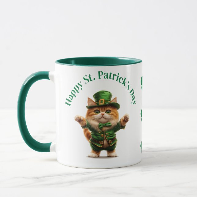 St. Patrick's Day Tasse - Cat Leprechaun & Festive (Links)