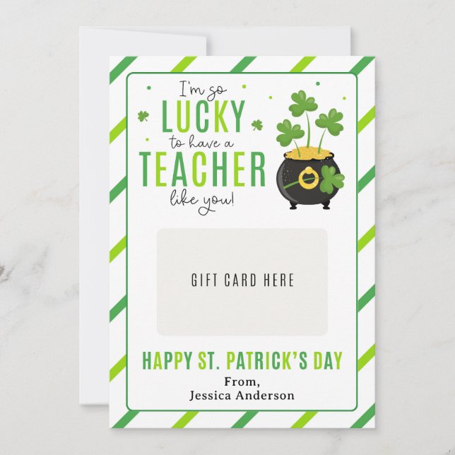 St. Patrick's Day Teacher Appreciation Gift Card Einladung (Vorderseite)