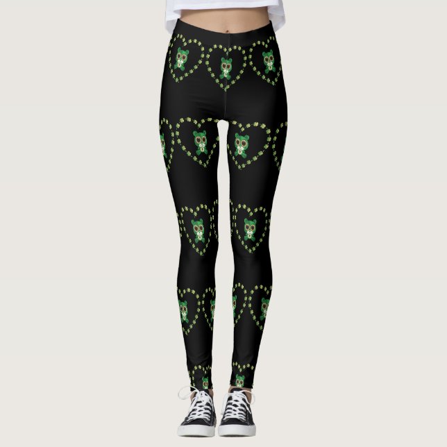 St. Patrick's Day Teddy Bear Leggings (Vorderseite)