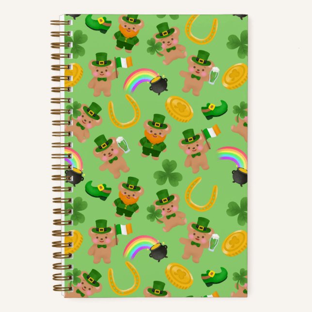 St. Patrick's Day Teddybär Notizbuch (Vorderseite)