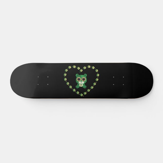 St. Patrick's Day Teddybär Skateboard (Horizontal)