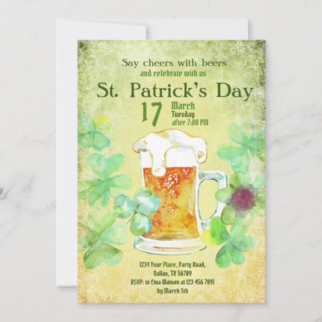 St Patrick's Day Template, Party Einladung, Einladung (Vorderseite)