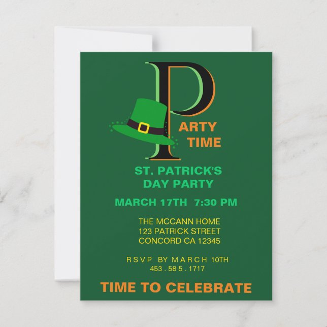 St. Patrick's Day Time to Celebrate Einladung (Vorderseite)