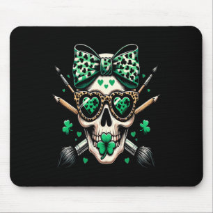 St Patricks Day Totenkopf Unordentlicher Dutt Sain Mousepad
