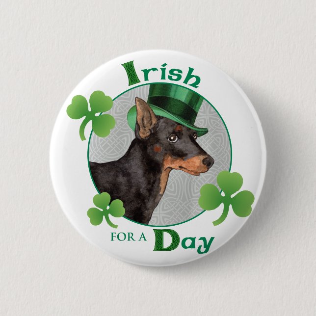 St Patrick's Day Toy Manchester Terrier Button (Vorderseite)