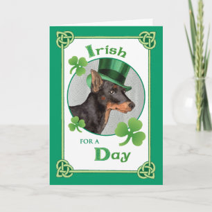 St Patrick's Day Toy Manchester Terrier Karte