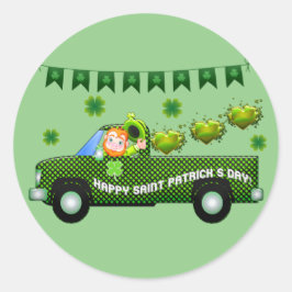 St Patrick's Day Truck Runder Aufkleber