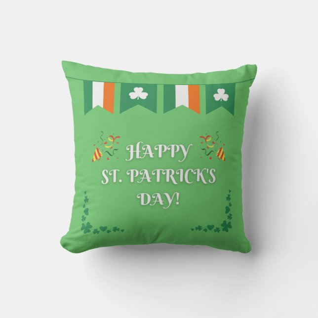 St. Patrick's Day Typografy Green Kissen (Vorderseite)