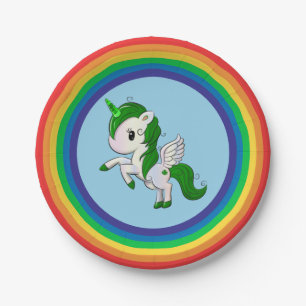 St. Patrick's Day Unicorn Pegasus Pappteller