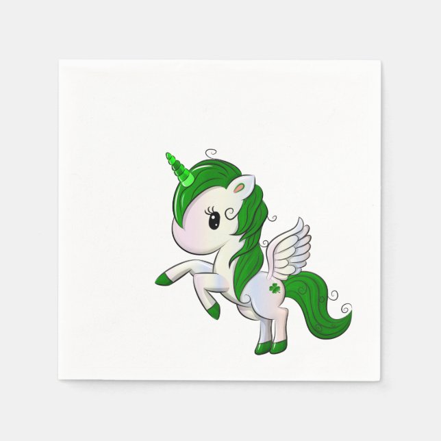St. Patrick's Day Unicorn Pegasus Serviette (Vorderseite)