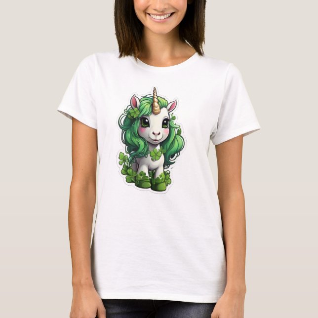 St Patricks Day Unicorn T-Shirt (Vorderseite)