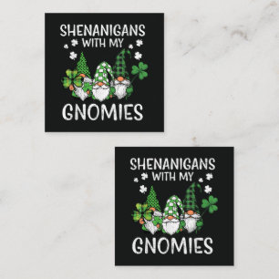 St. Patrick's Day-Unsinn mit Gnomies Gnom Quadratische Visitenkarte
