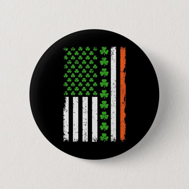 St Patricks Day Us Amerikanische Flagge Shamrocks  Button (Vorderseite)