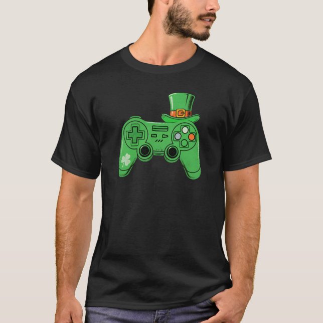 St Patricks Day Video Game Controller Art T-Shirt (Vorderseite)