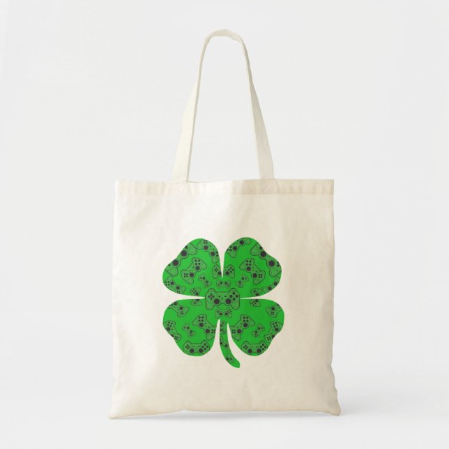 St Patricks Day Video Game Controller Kleeblatt Tragetasche (Vorne)