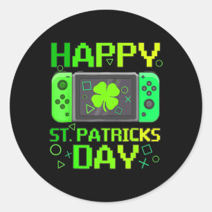 St Patrick's Day Video Game Gamer Kleeblatt Boys M Runder Aufkleber