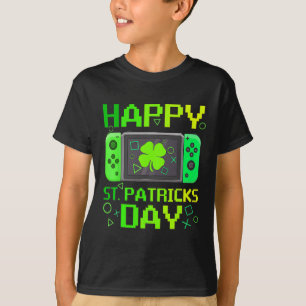 St Patrick's Day Video Game Gamer Kleeblatt Boys M T-Shirt