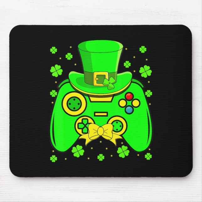 St Patrick's Day Video Game Kleeblatt Matching Men Mousepad (Vorne)