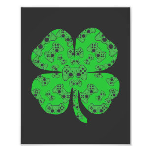 St Patricks Day Videospielcontroller Shamrock Fotodruck